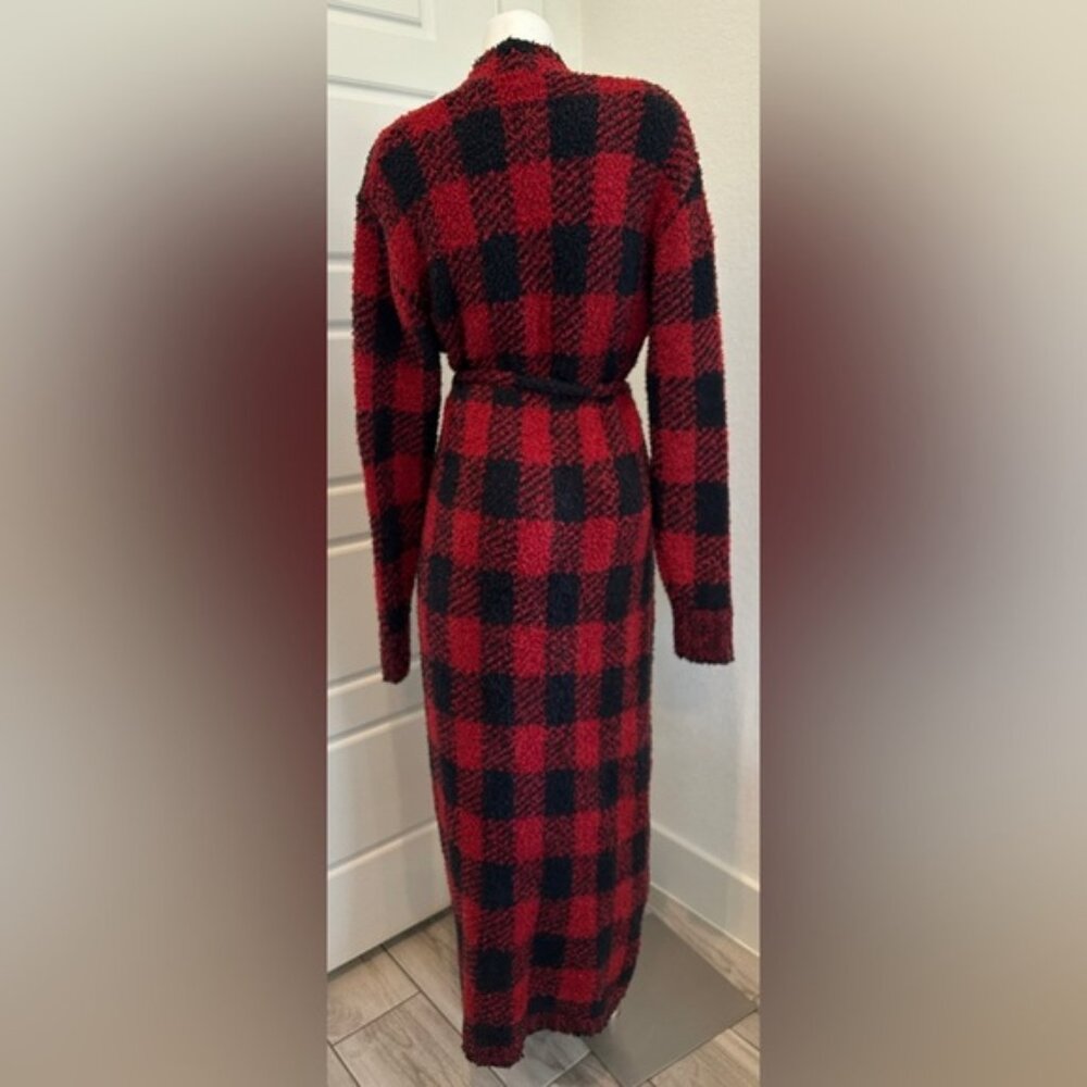 SKIMS Red and Black Plaid Robe Brick Buffalo Check S/M - Picture 2 of 11